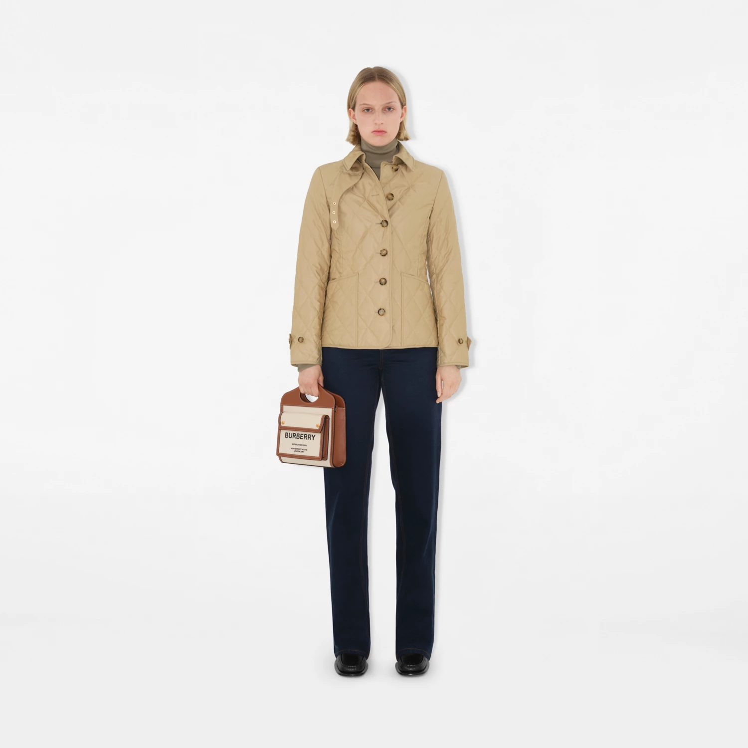 BURBERRY MINI TRI-TONE COTTON CANVAS and LEATHER POCKET BAG
