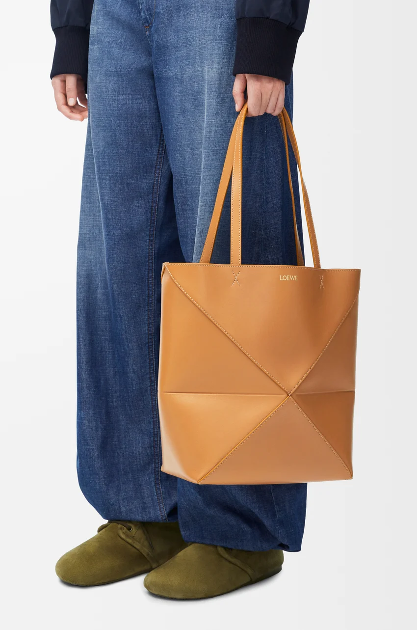 LOEWE Medium Puzzle Fold tote in shiny calfskin