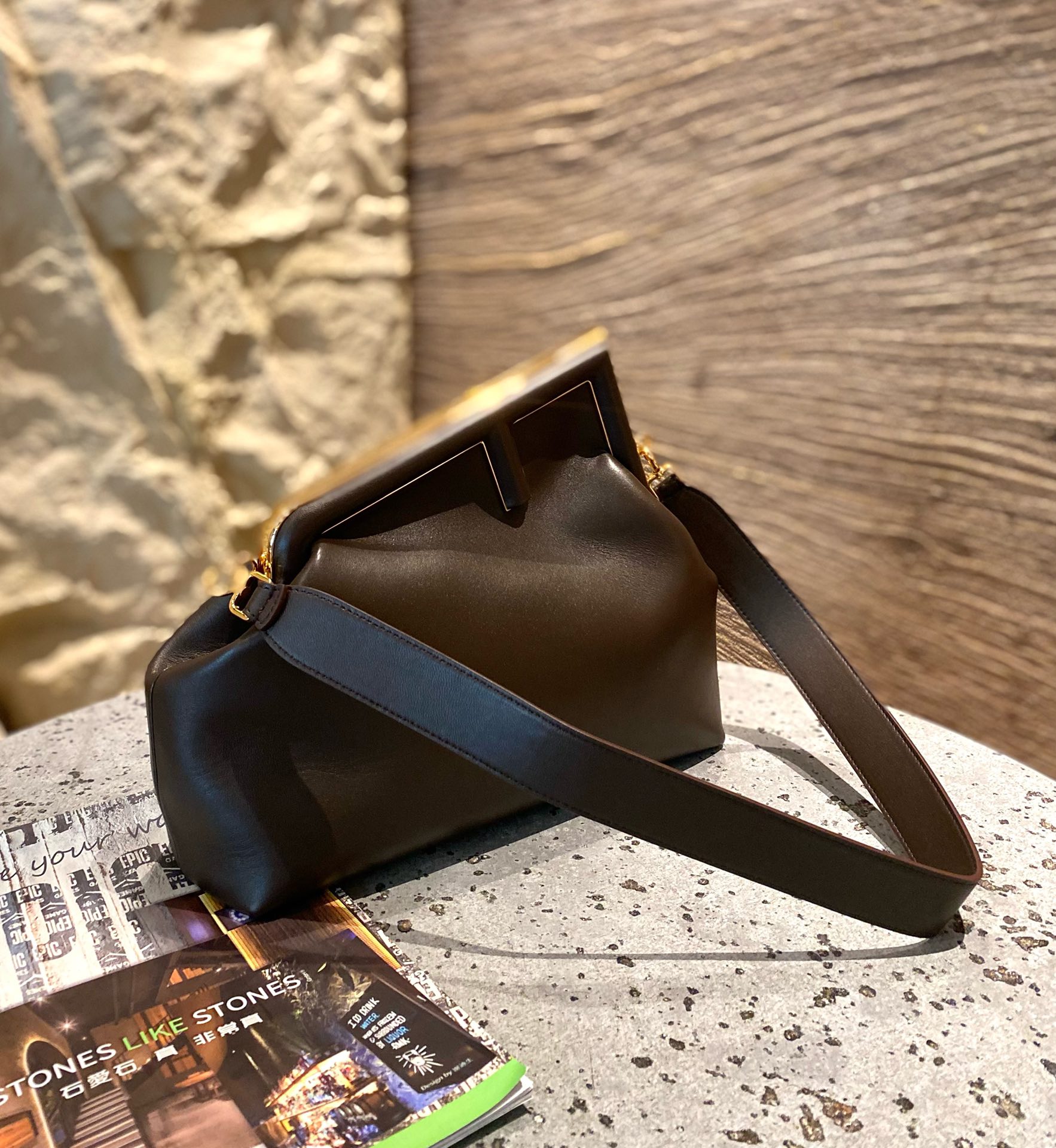 Fendi First Bag-26*18*9.5/32.5*23.5*15CM(Brown)