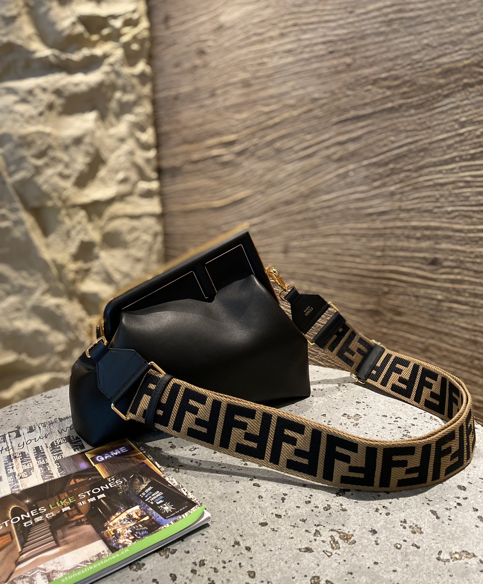 Fendi First Bag-26*18*9.5/32.5*23.5*15CM(Black)