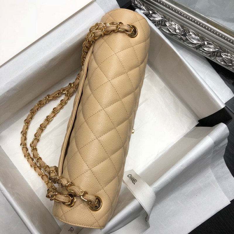 Ch@nel Flap Bag-Cavir Leather-Gold-30CM Ch@nel Flap Bag-Cavir Leather-Gold-30CM