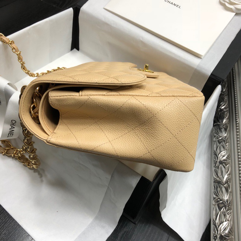 Ch@nel Flap Bag-Cavir Leather-Gold-30CM Ch@nel Flap Bag-Cavir Leather-Gold-30CM