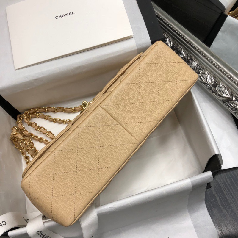 Ch@nel Flap Bag-Cavir Leather-Gold-30CM Ch@nel Flap Bag-Cavir Leather-Gold-30CM