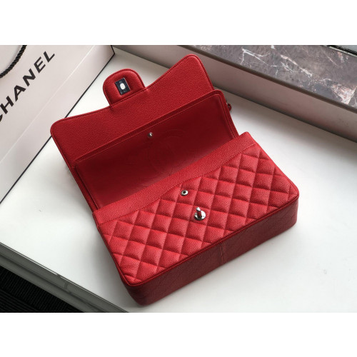 Ch@nel Flap Bag-Cavir Leather-Silver-30CM Ch@nel Flap Bag-Cavir Leather-Silver-30CM
