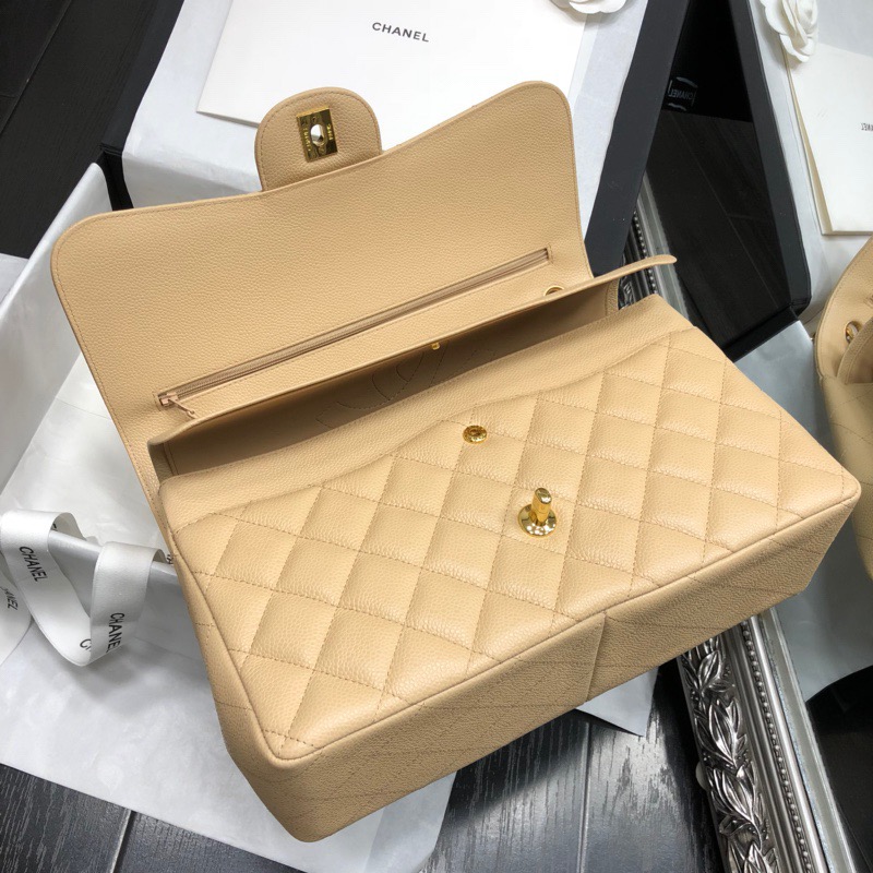 Ch@nel Flap Bag-Cavir Leather-Gold-30CM Ch@nel Flap Bag-Cavir Leather-Gold-30CM