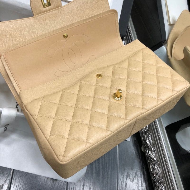 Ch@nel Flap Bag-Cavir Leather-Gold-30CM Ch@nel Flap Bag-Cavir Leather-Gold-30CM