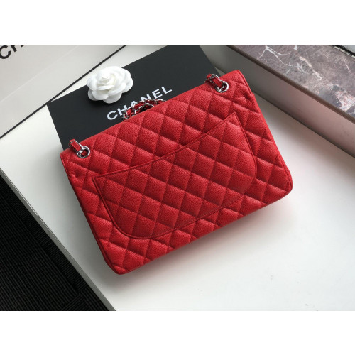 Ch@nel Flap Bag-Cavir Leather-Silver-30CM Ch@nel Flap Bag-Cavir Leather-Silver-30CM