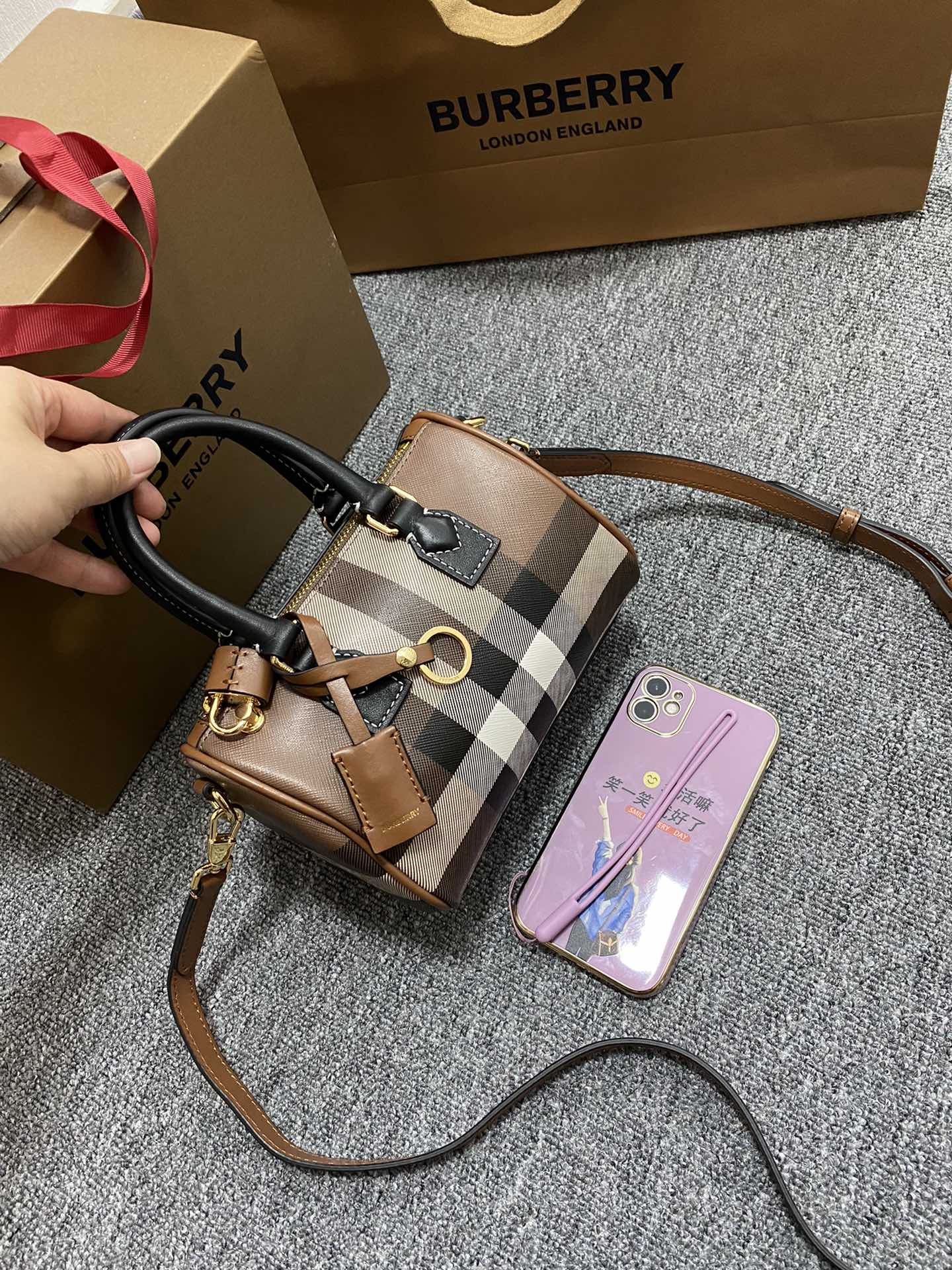 Burberry Bowling Bag-18.5x11x12CM