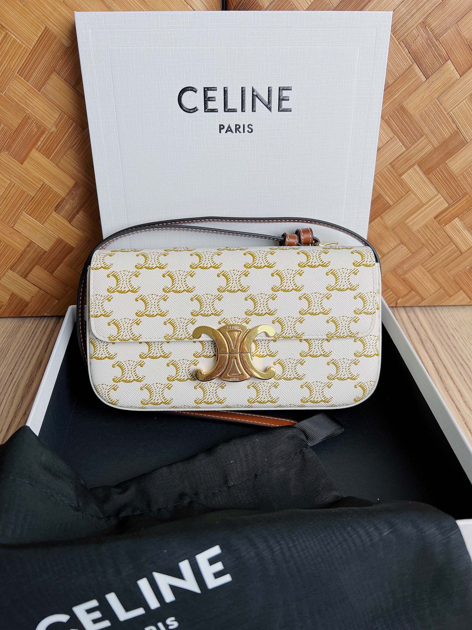 Celina Cuir Vinatge Triomphe Bag-21*13*5CM