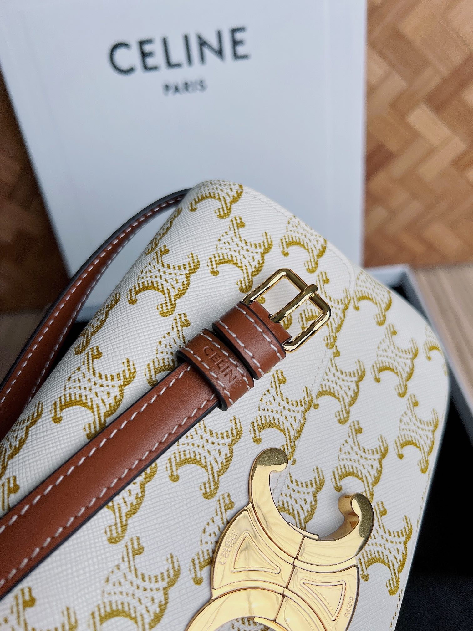 Celina Cuir Vinatge Triomphe Bag-21*13*5CM