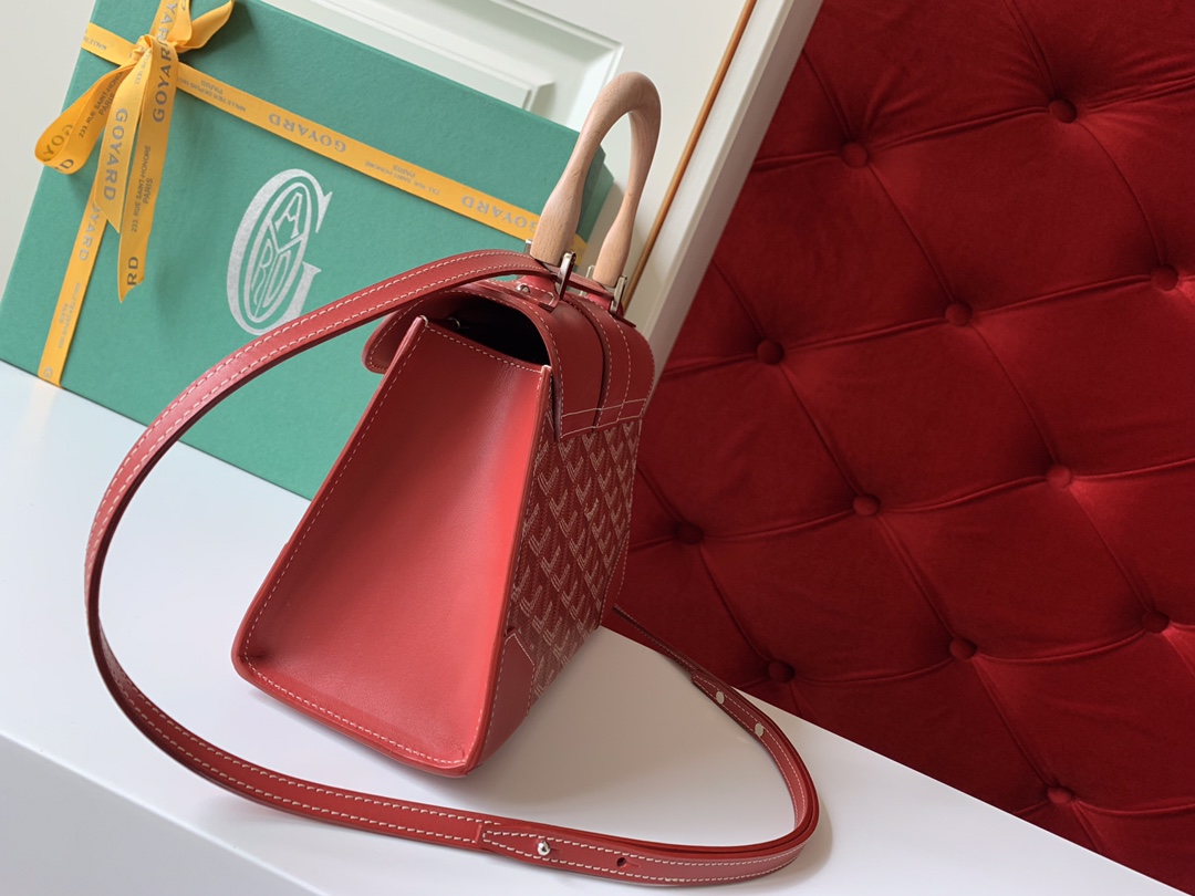 Goyard Coated Canvas and Leather Saigon Top Handle Bag-21CM Goyard Coated Canvas and Leather Saigon Top Handle Bag-21CM
