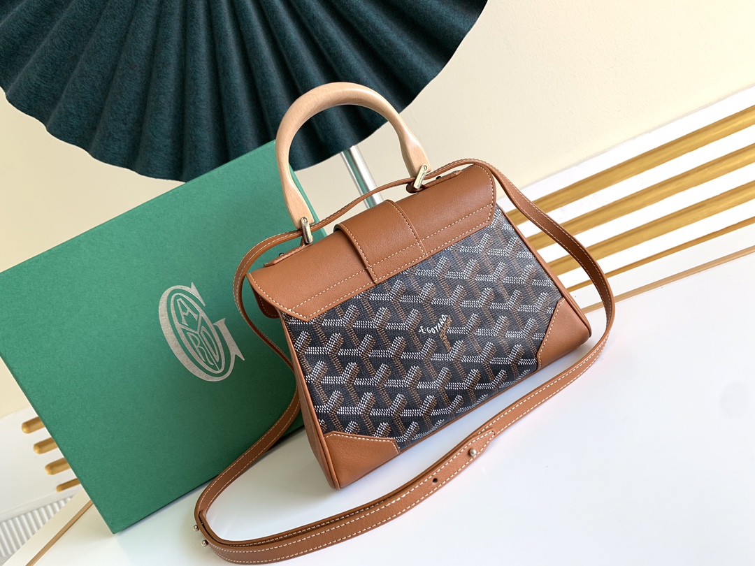 Goyard Coated Canvas and Leather Saigon Top Handle Bag-21CM