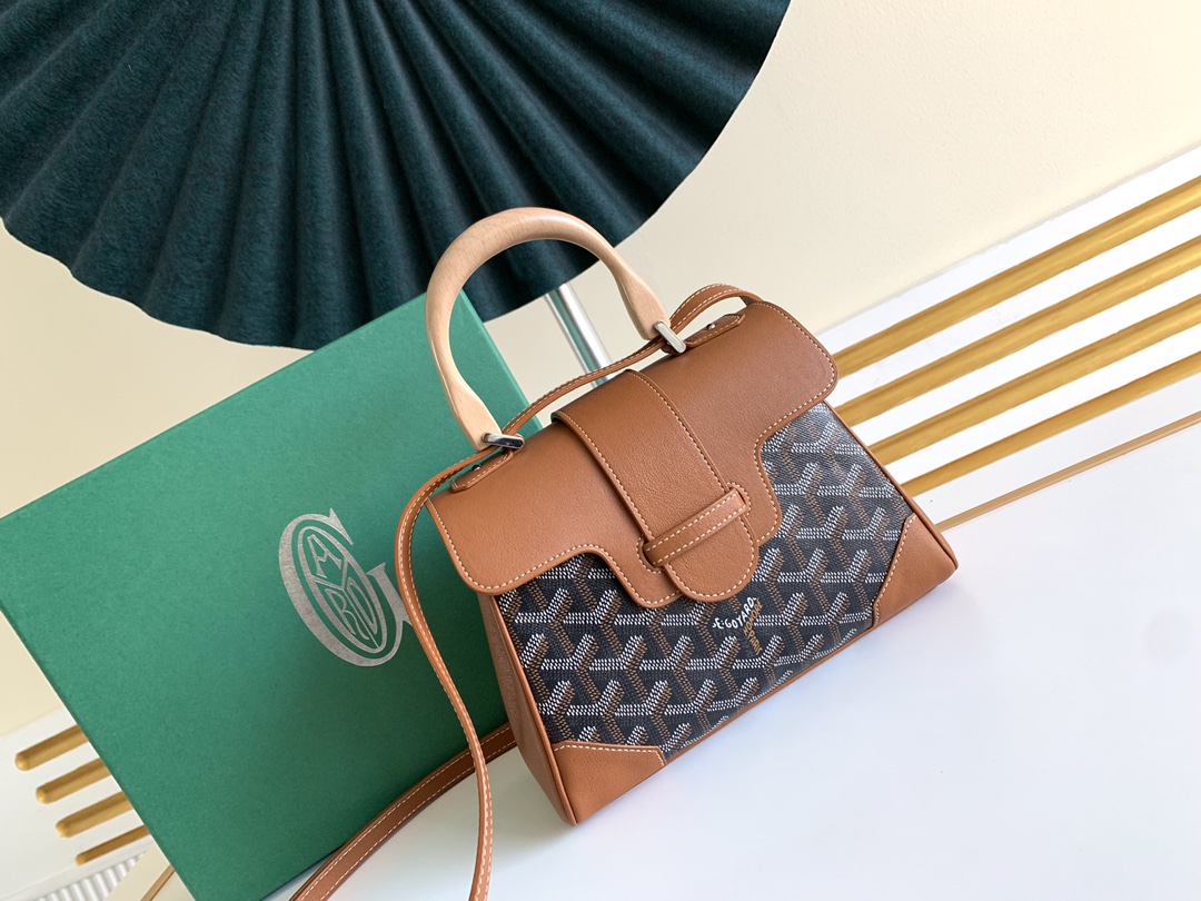 Goyard Coated Canvas and Leather Saigon Top Handle Bag-21CM