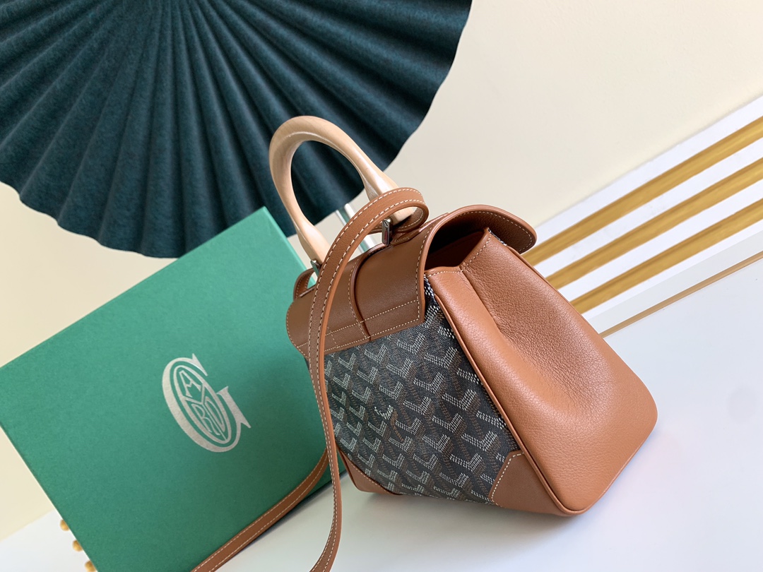Goyard Coated Canvas and Leather Saigon Top Handle Bag-21CM