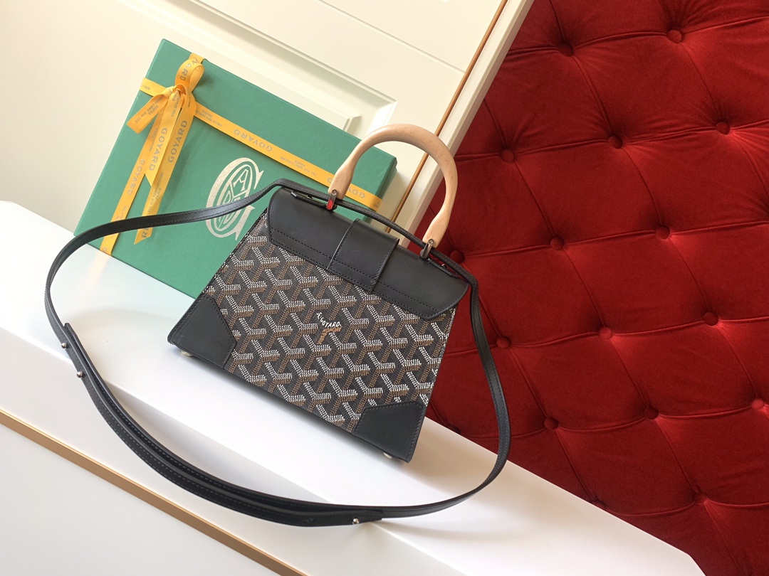 Goyard Coated Canvas and Leather Saigon Top Handle Bag-21CM Goyard Coated Canvas and Leather Saigon Top Handle Bag-21CM