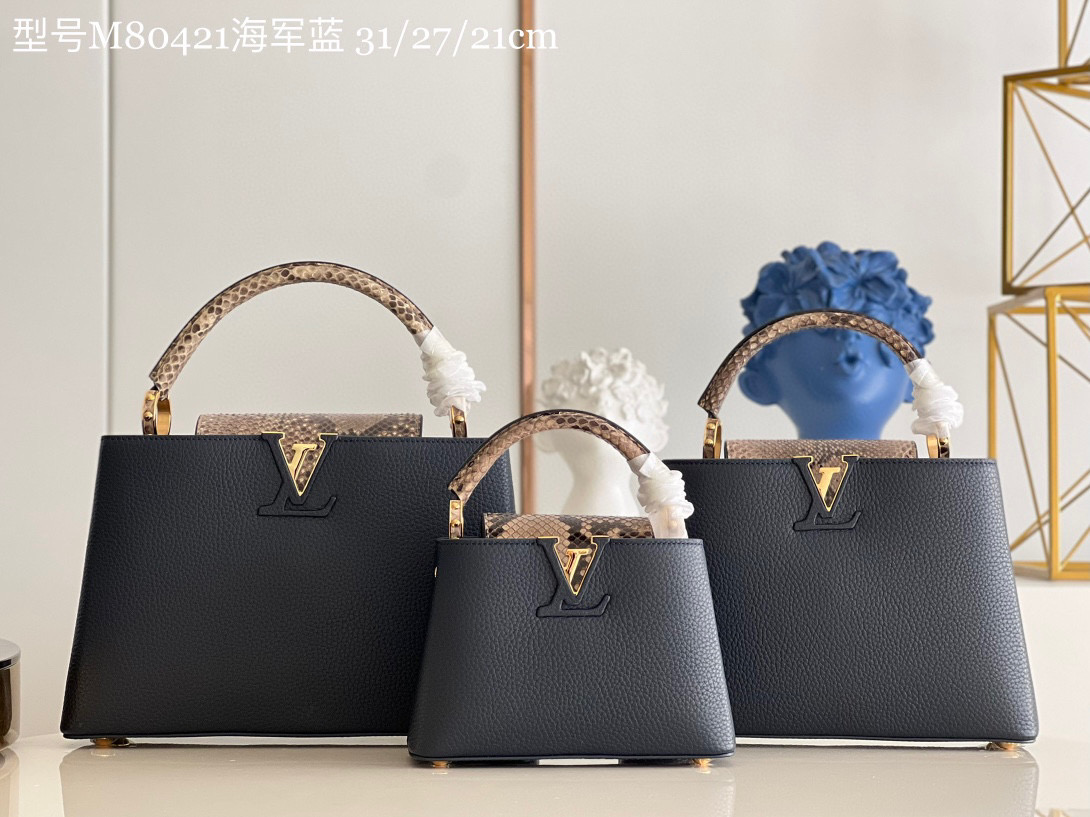 Louis Vuitton Capucines Handlebag(Navy Blue Color)
