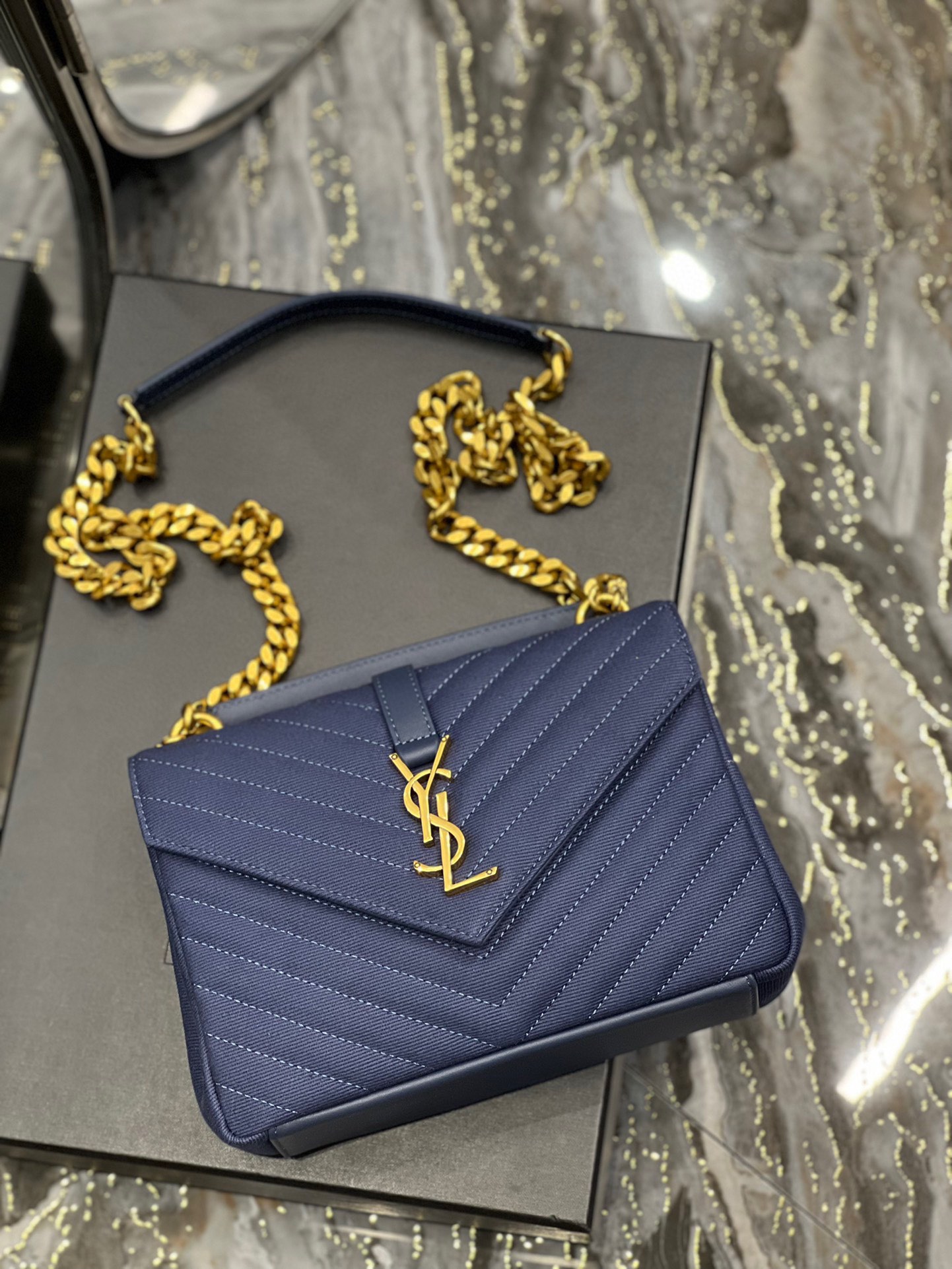 YS L Monogram College Bag-24*17*7CM