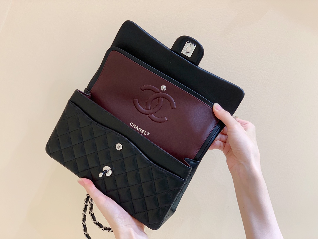 Ch@nel Flap Bag-Lambskin Leather-Silver Hardware-25CM Ch@nel Flap Bag-Lambskin Leather-Silver Hardware-25CM