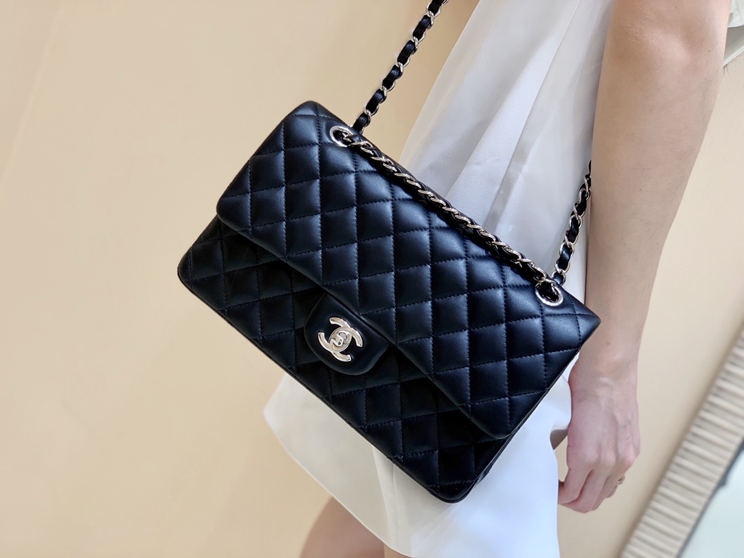 Ch@nel Flap Bag-Lambskin Leather-Silver Hardware-25CM Ch@nel Flap Bag-Lambskin Leather-Silver Hardware-25CM