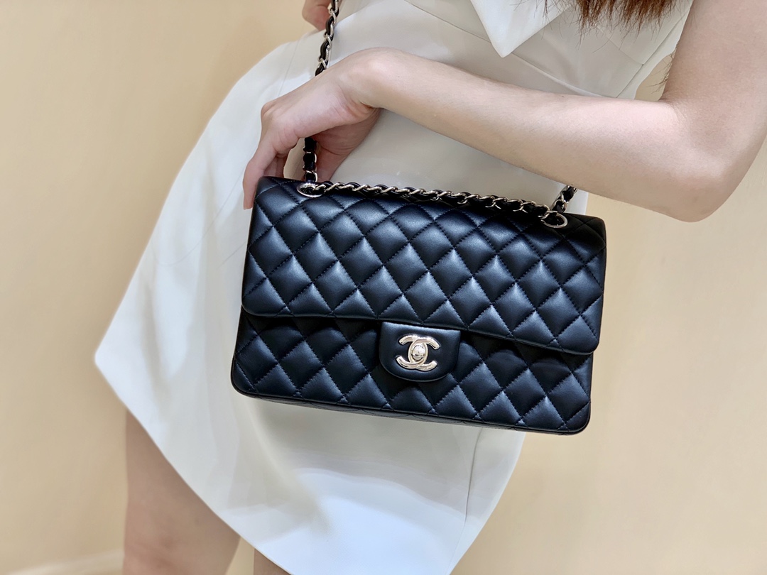 Ch@nel Flap Bag-Lambskin Leather-Silver Hardware-25CM Ch@nel Flap Bag-Lambskin Leather-Silver Hardware-25CM