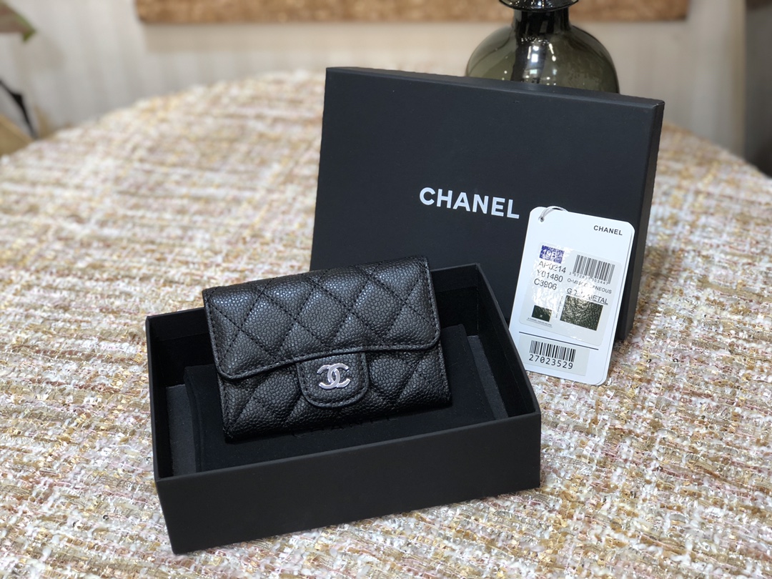 Ch@nel Wallet-Silver Harware-Caviar-11*10CM Ch@nel Wallet-Silver Harware-Caviar-11*10CM