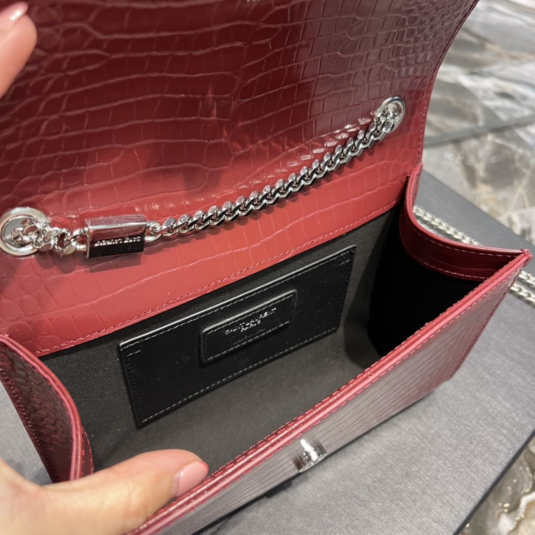 YSL Kate Medium With Tassle In Crocodile Leather-20×13.5×5.5cCM