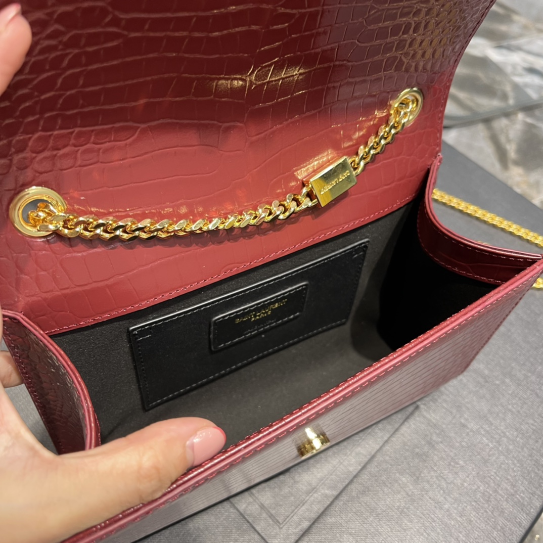 YSL Kate Medium With Tassle In Crocodile Leather-20×13.5×5.5cCM