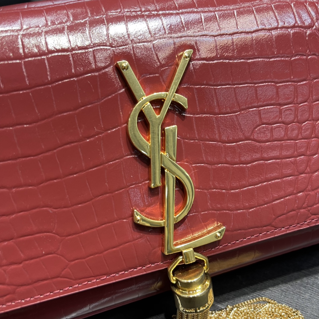 YSL Kate Medium With Tassle In Crocodile Leather-20×13.5×5.5cCM