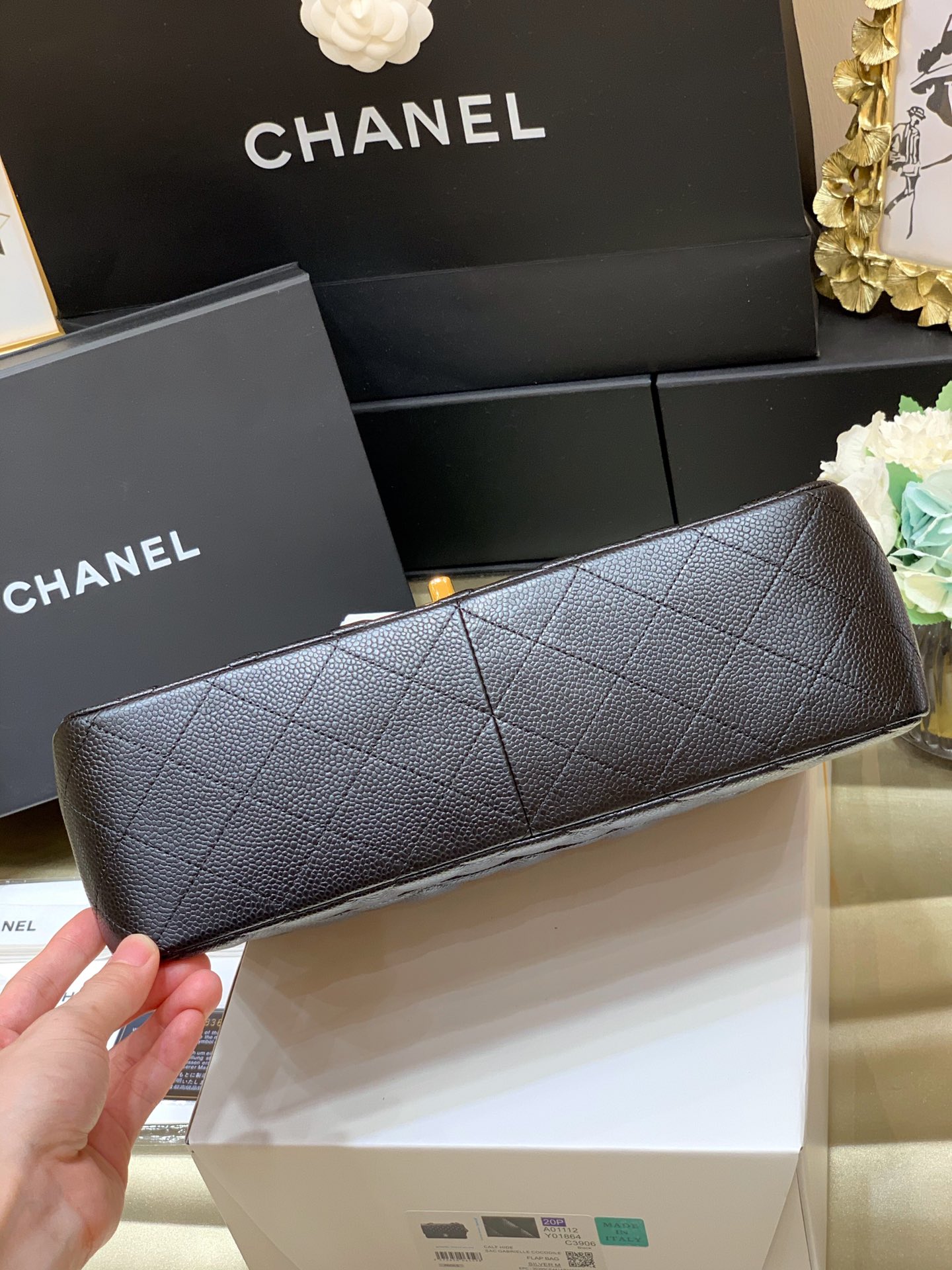 Ch@nel Flap Bag-Cavir Leather-Gold-30CM Ch@nel Flap Bag-Cavir Leather-Gold-30CM