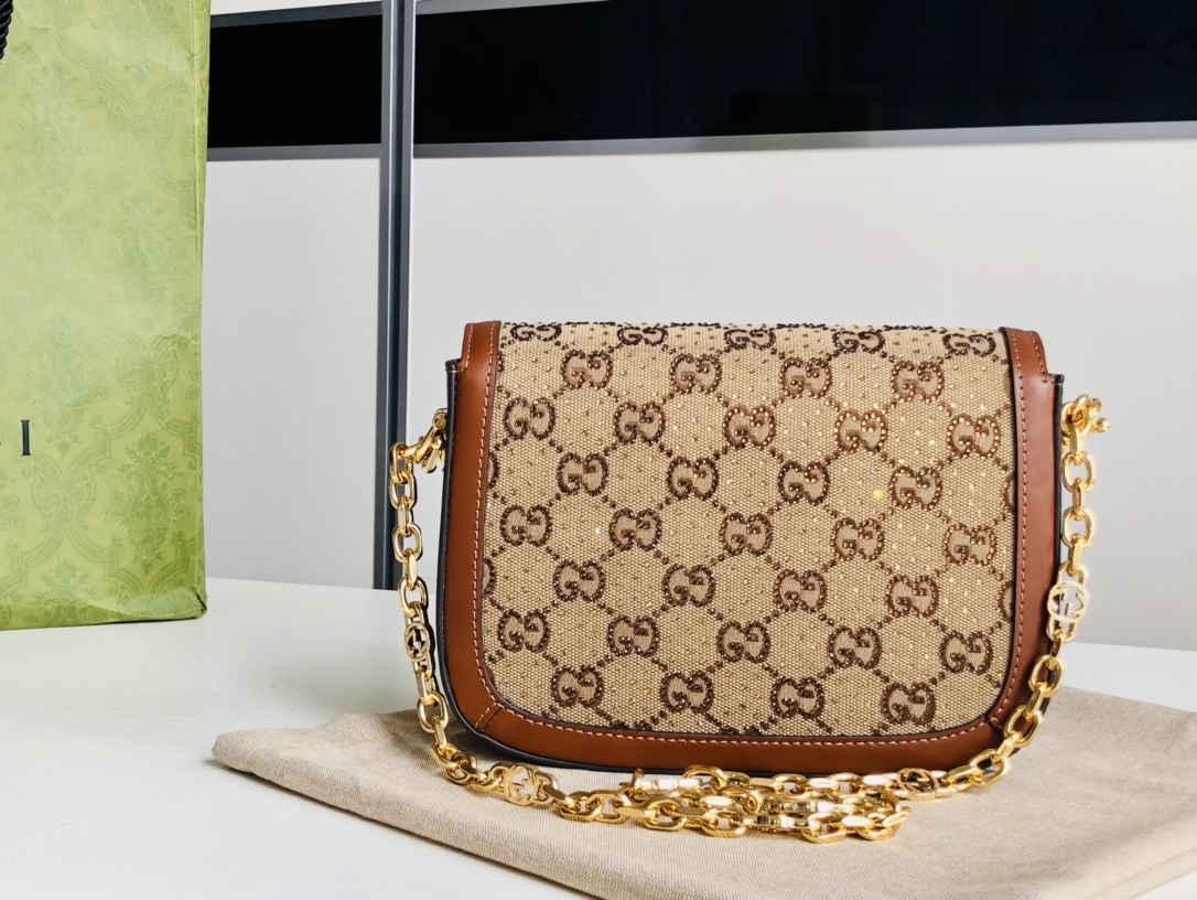 Gucci 1955 Horsebit Shoulder Bag-20.6*14.4*5.1CM