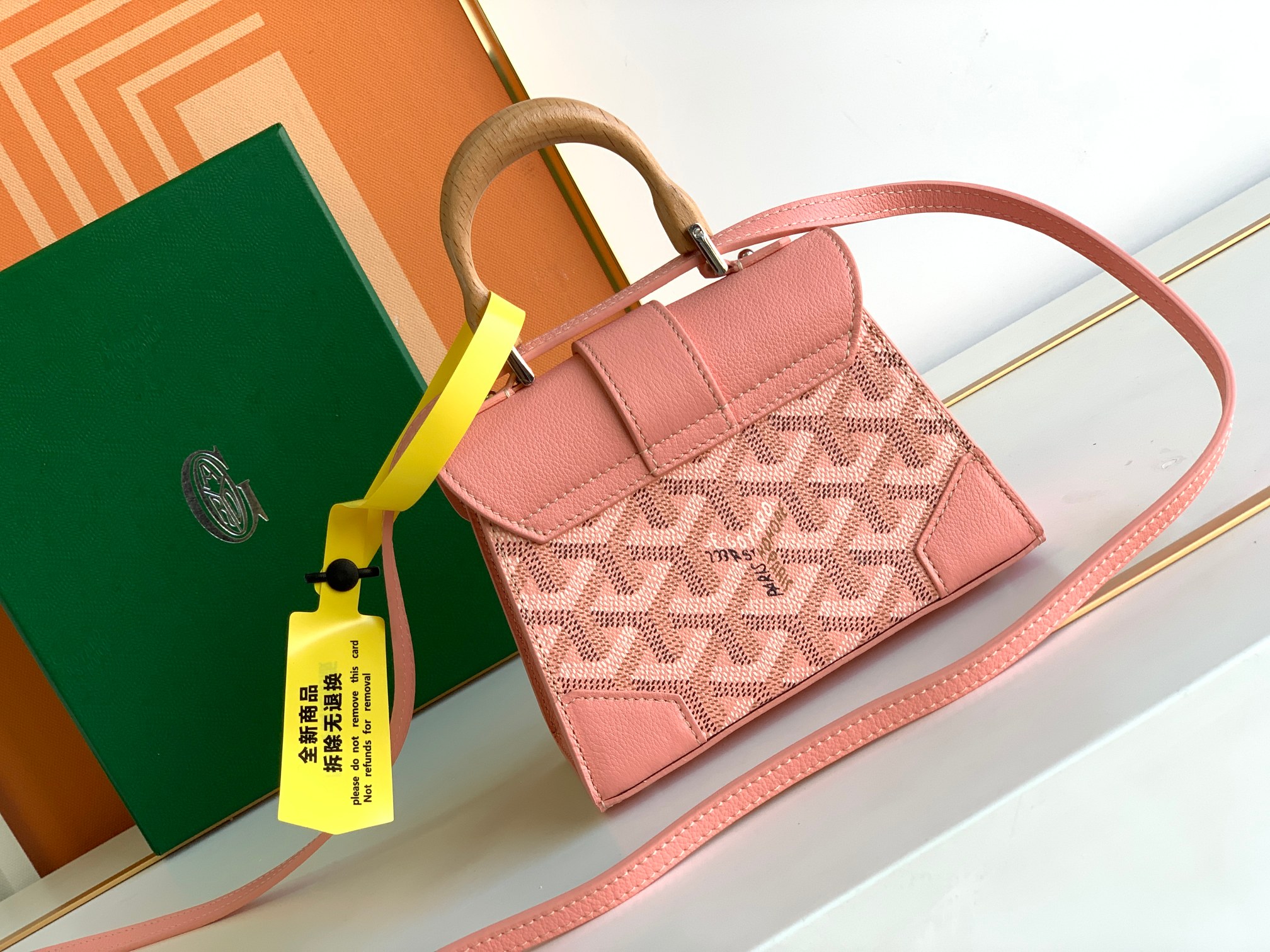 Goyard Coated Canvas and Leather Saigon Top Handle Bag-11.5x7x14.5CM