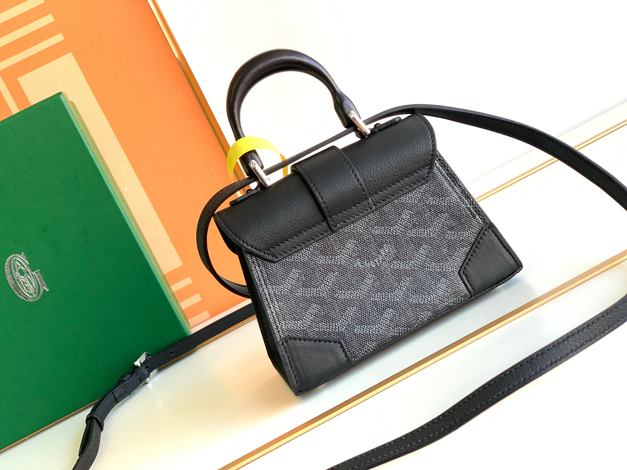 Goyard Coated Canvas and Leather Saigon Top Handle Bag-11.5x7x14.5CM