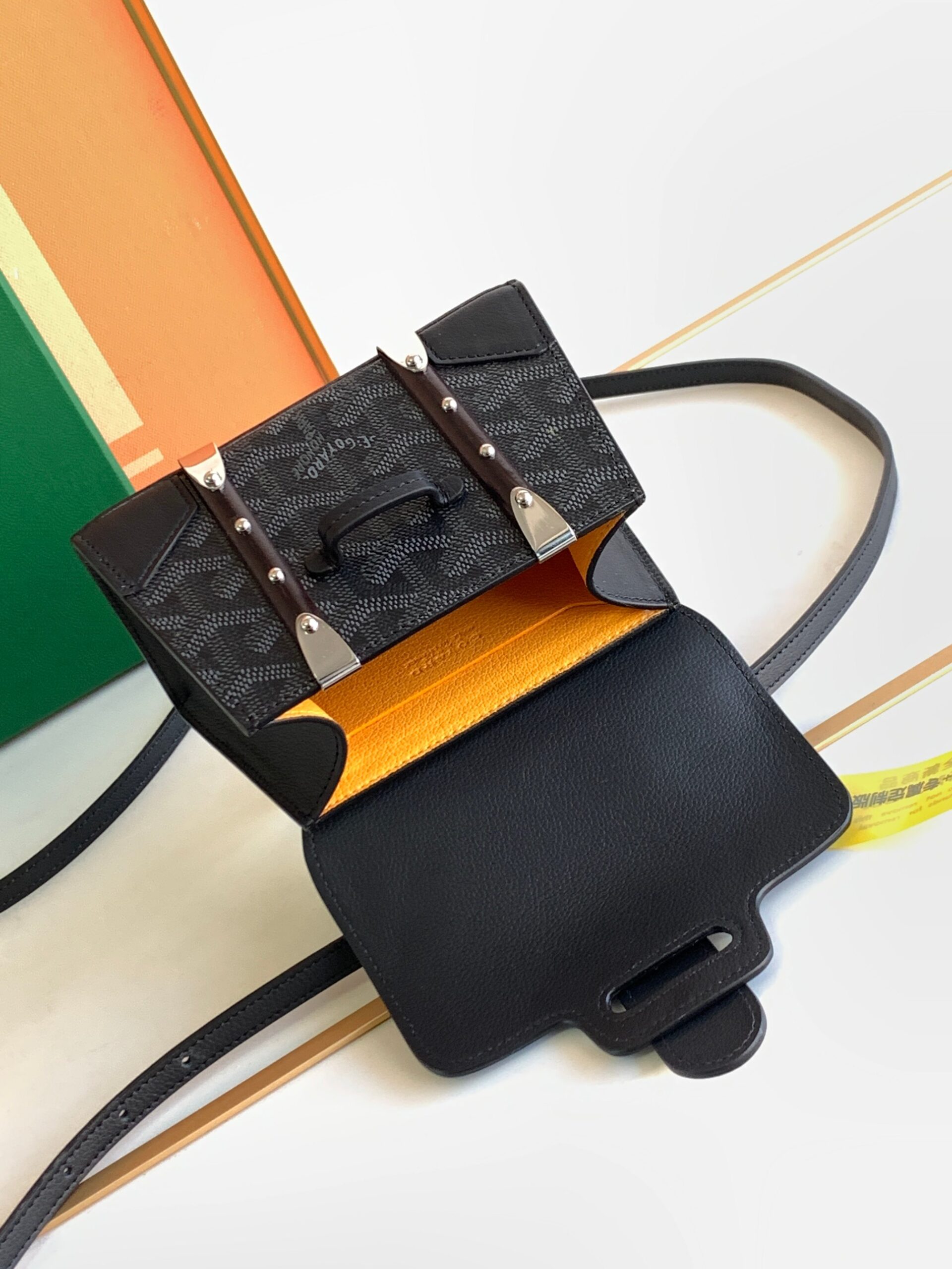 Goyard Coated Canvas and Leather Saigon Top Handle Bag-11.5x7x14.5CM