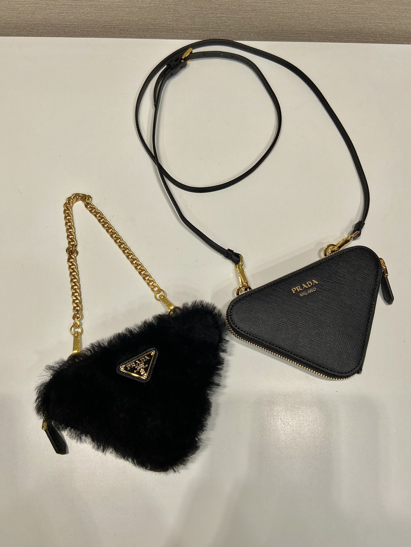Prada 1NR015 Double Triangle Bag -15*10*5CM Prada 1NR015 Double Triangle Bag -15*10*5CM