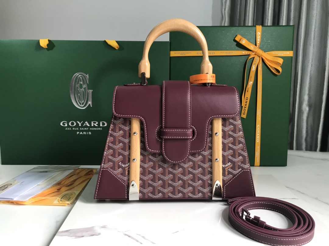 Goyard Coated Canvas and Leather Saigon Top Handle Bag-28×20×12CM