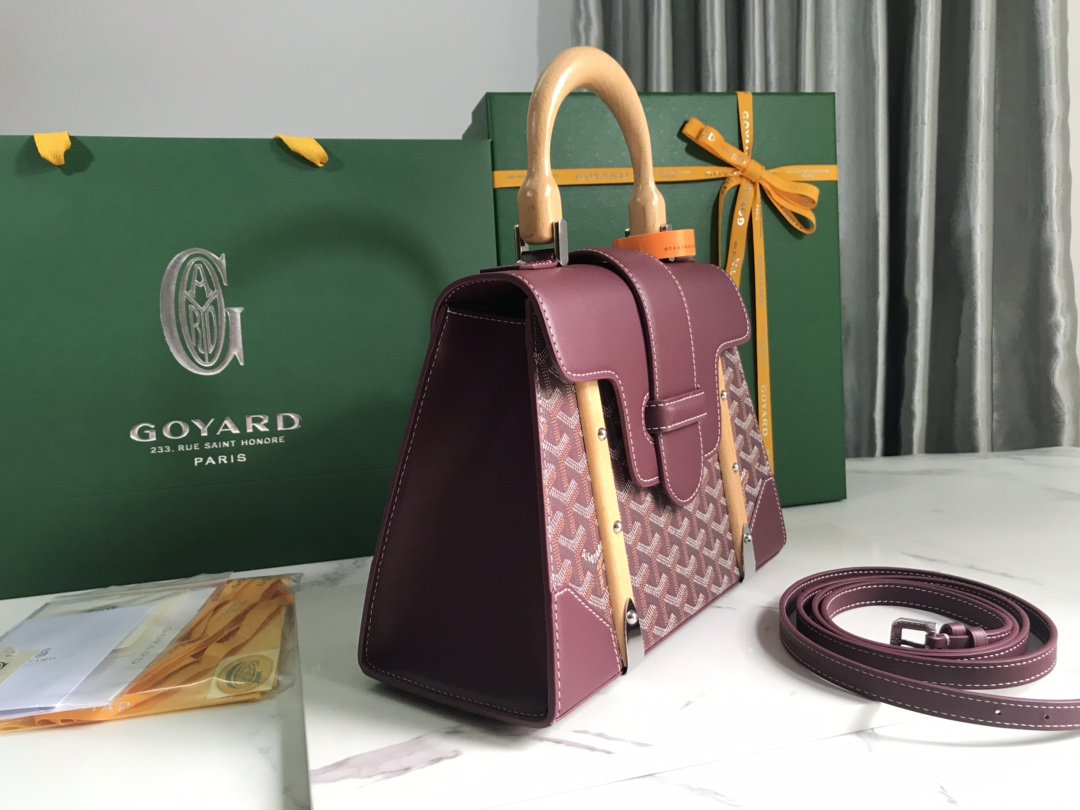 Goyard Coated Canvas and Leather Saigon Top Handle Bag-28×20×12CM