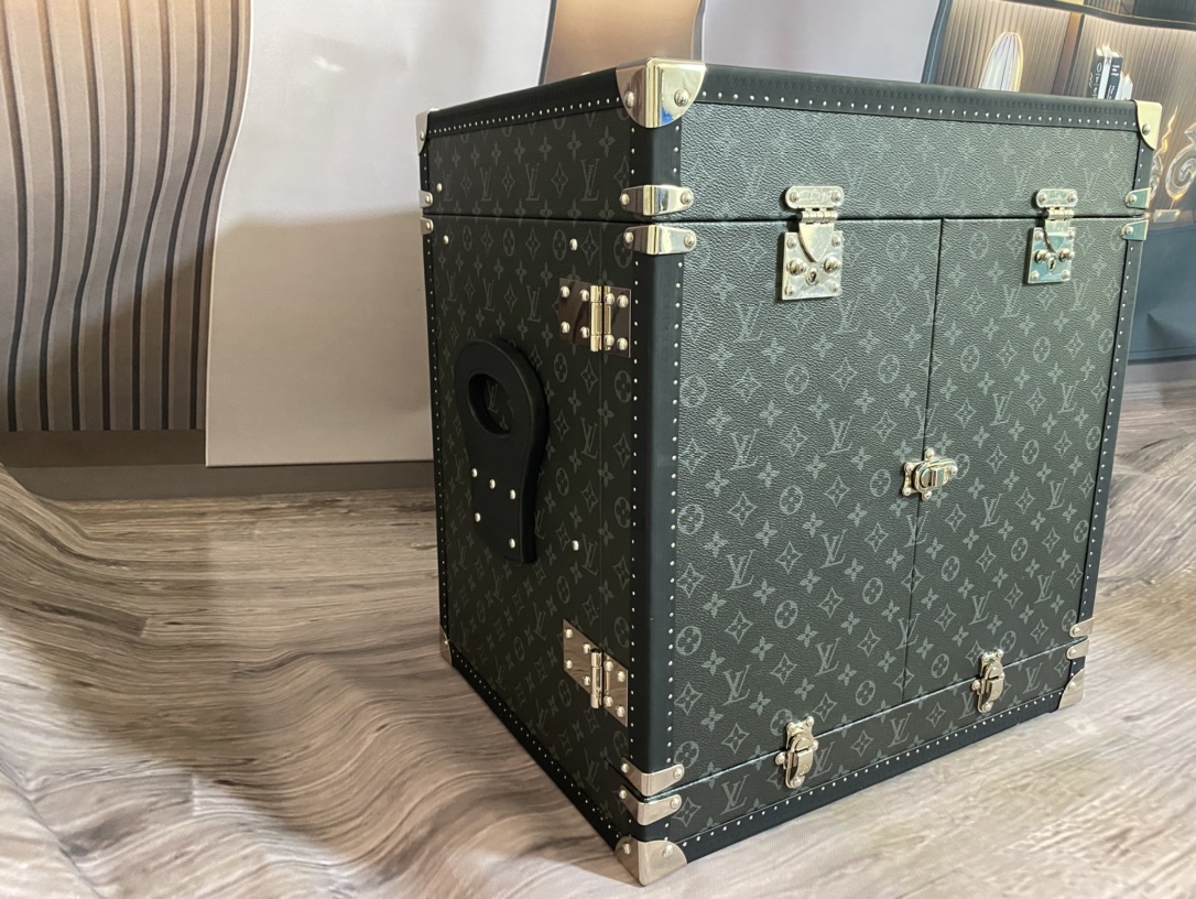 Louis Vuitton Custom Order Small Wine Box (Black Flower + Grey)-46*37*50CM