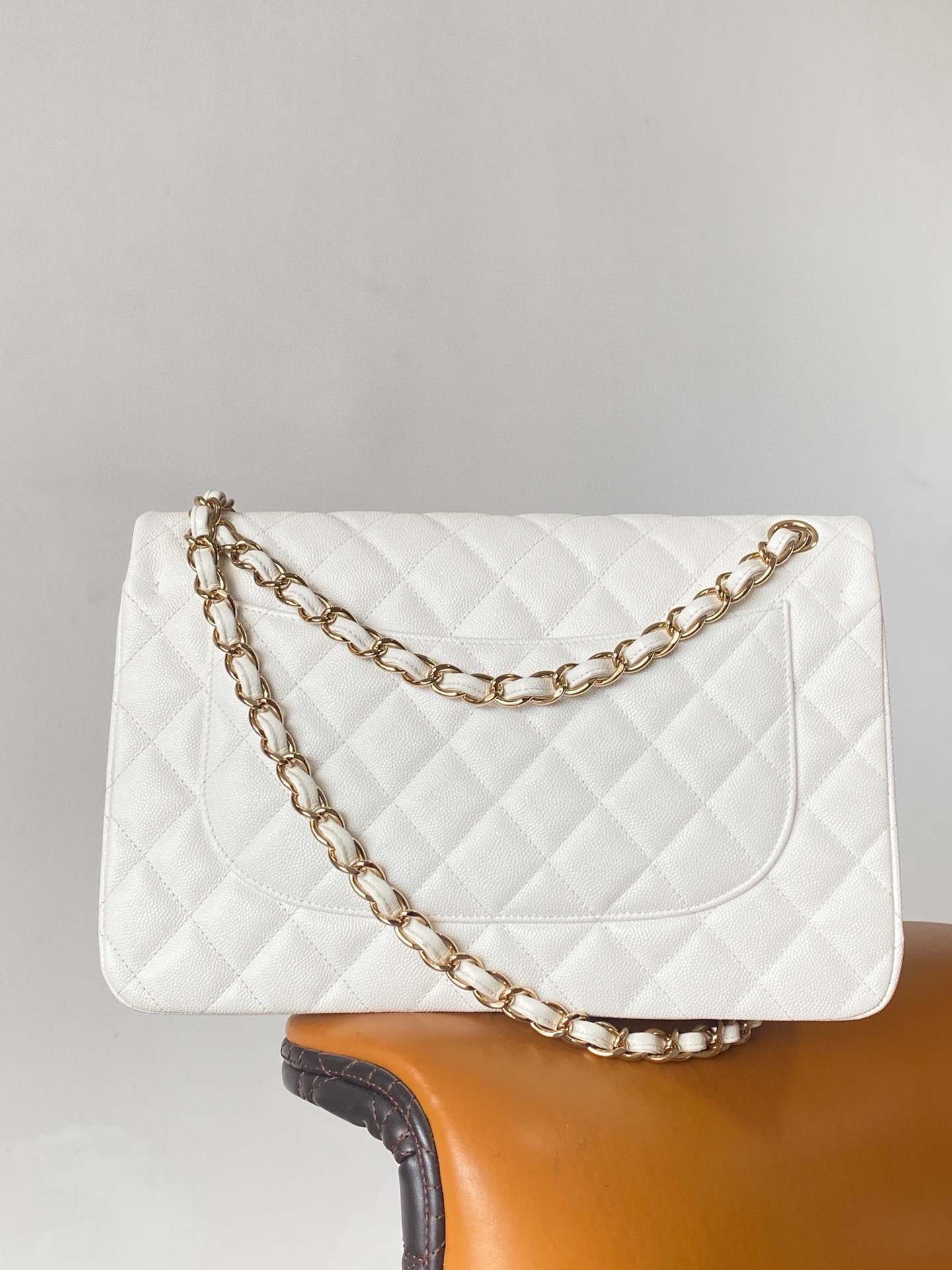 Ch@nel Flap Bag-Cavir Leather-Gold-30CM Ch@nel Flap Bag-Cavir Leather-Gold-30CM