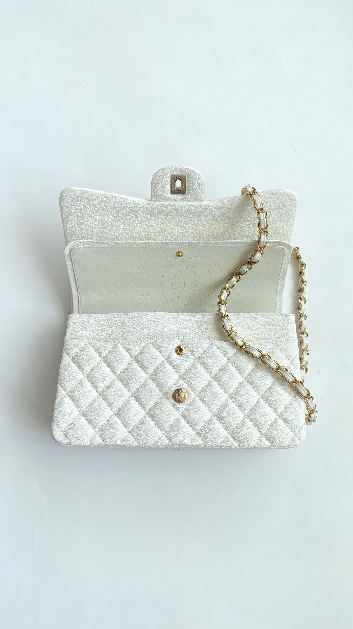 Ch@nel Flap Bag-Cavir Leather-Gold-30CM Ch@nel Flap Bag-Cavir Leather-Gold-30CM