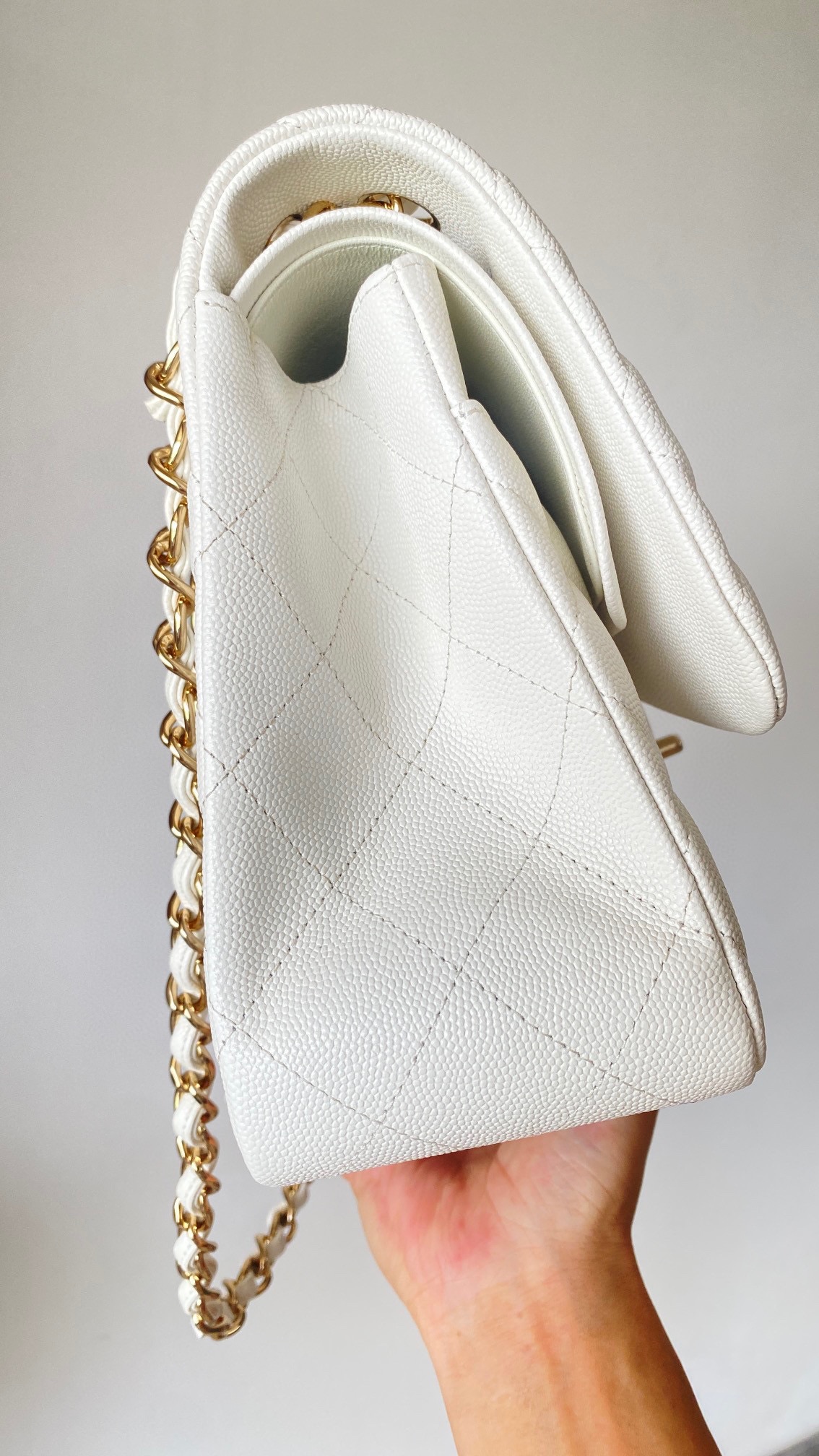Ch@nel Flap Bag-Cavir Leather-Gold-30CM Ch@nel Flap Bag-Cavir Leather-Gold-30CM