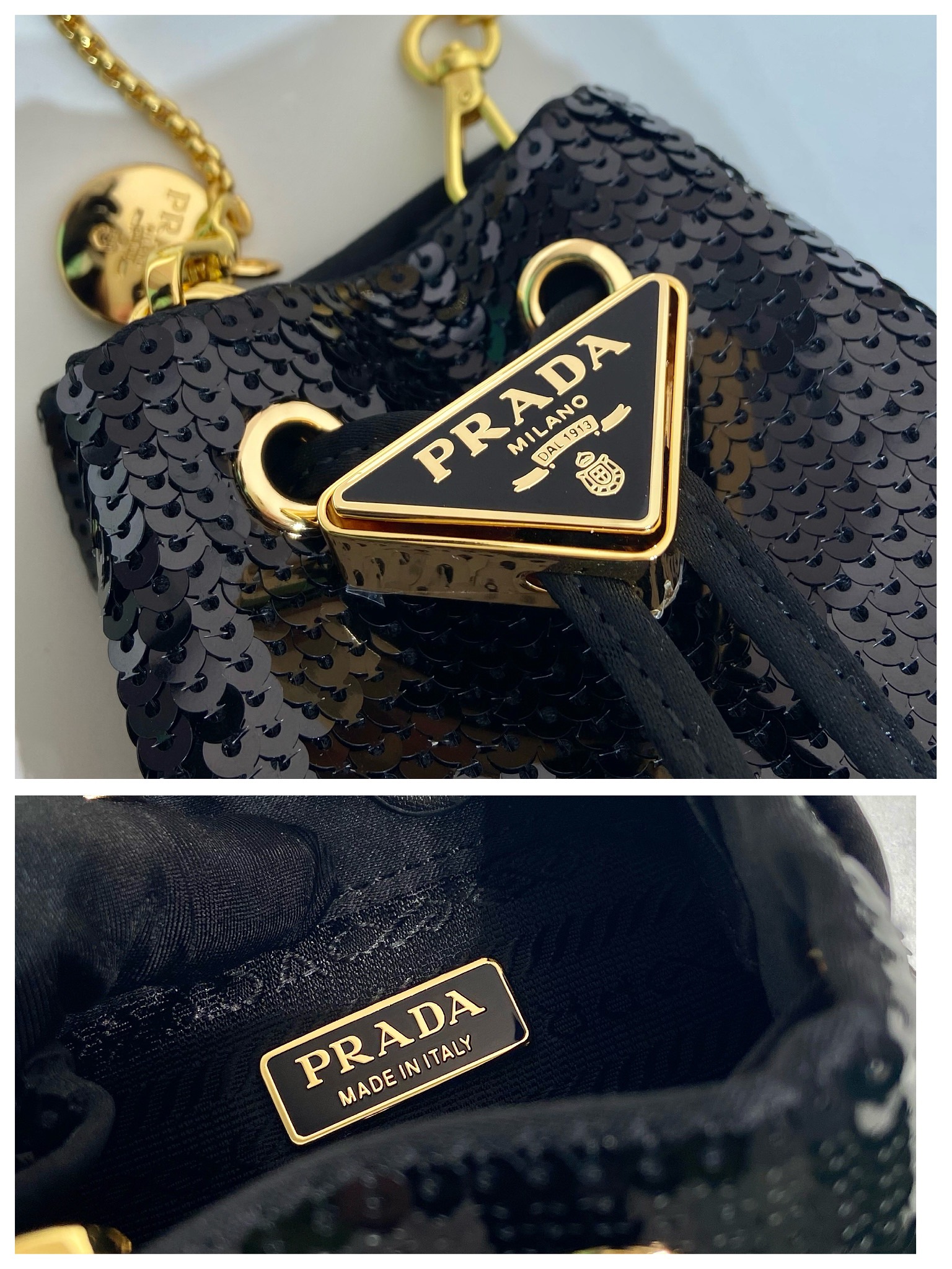 Prada Sequin Bucket 1NR016 Bag-10*12*7CM