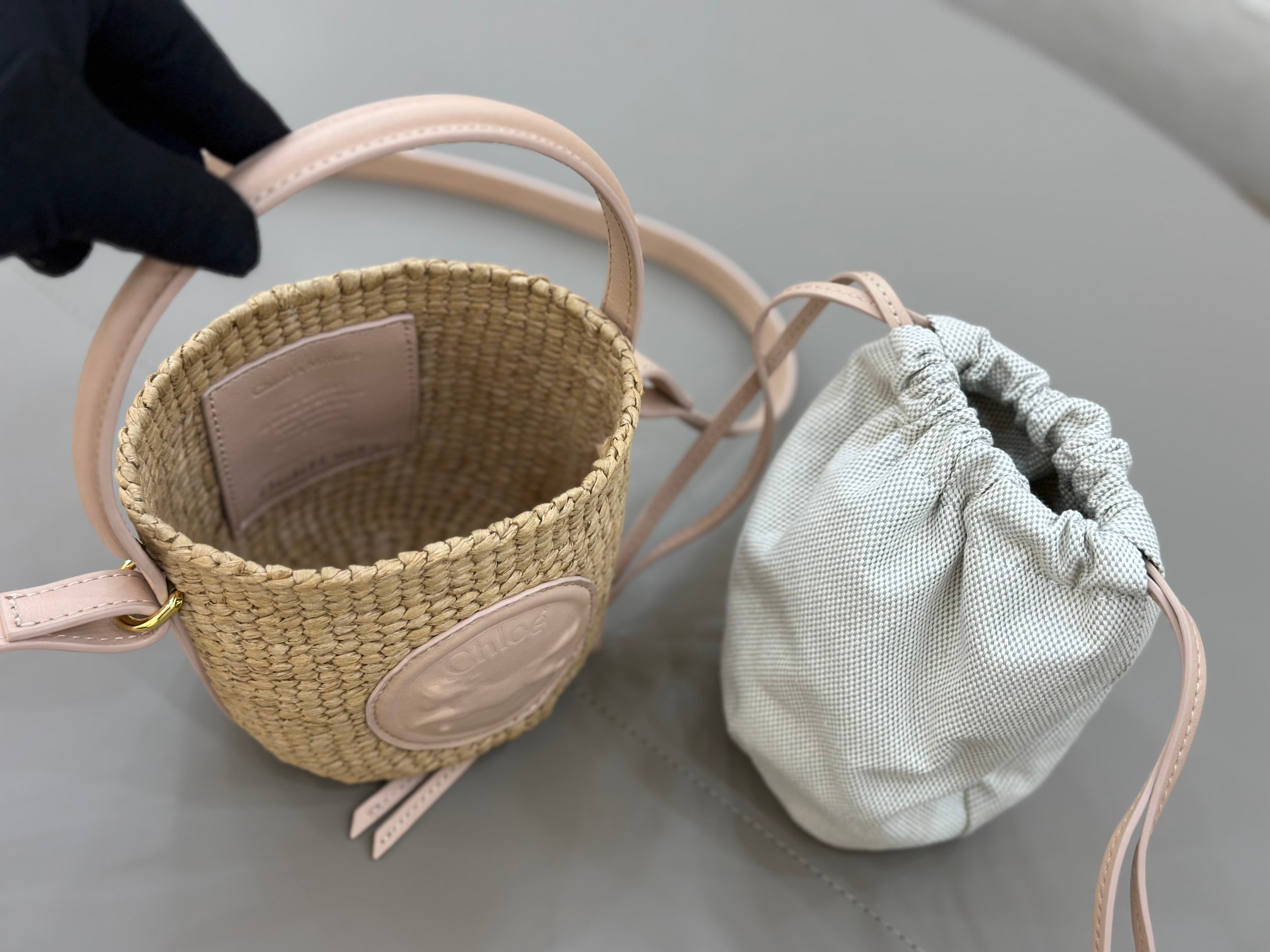 Chloé Mini Horse Medal Basket In Natural Fibers-14×12.5x14CM