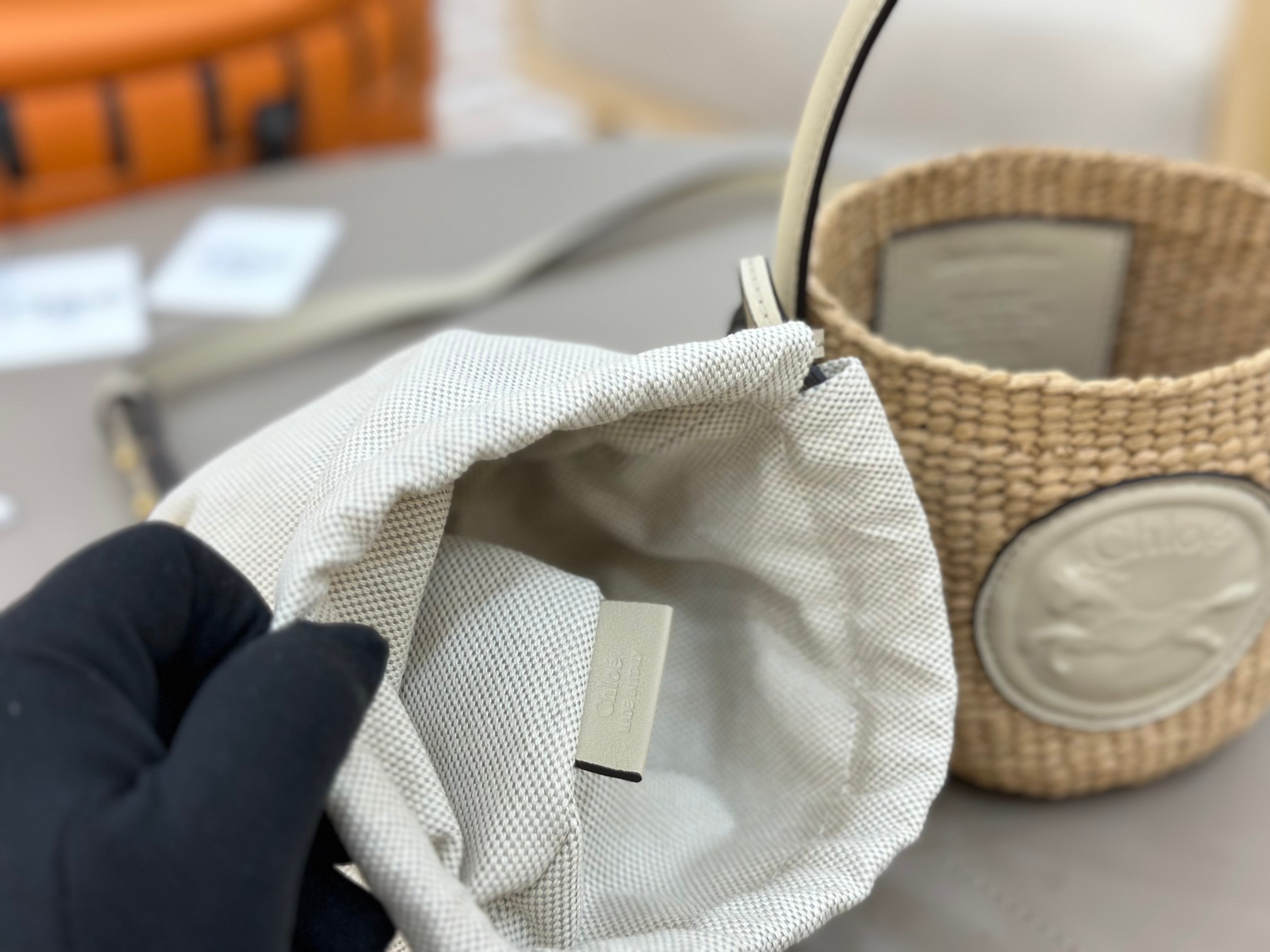 Chloé Mini Horse Medal Basket In Natural Fibers-14×12.5x14CM