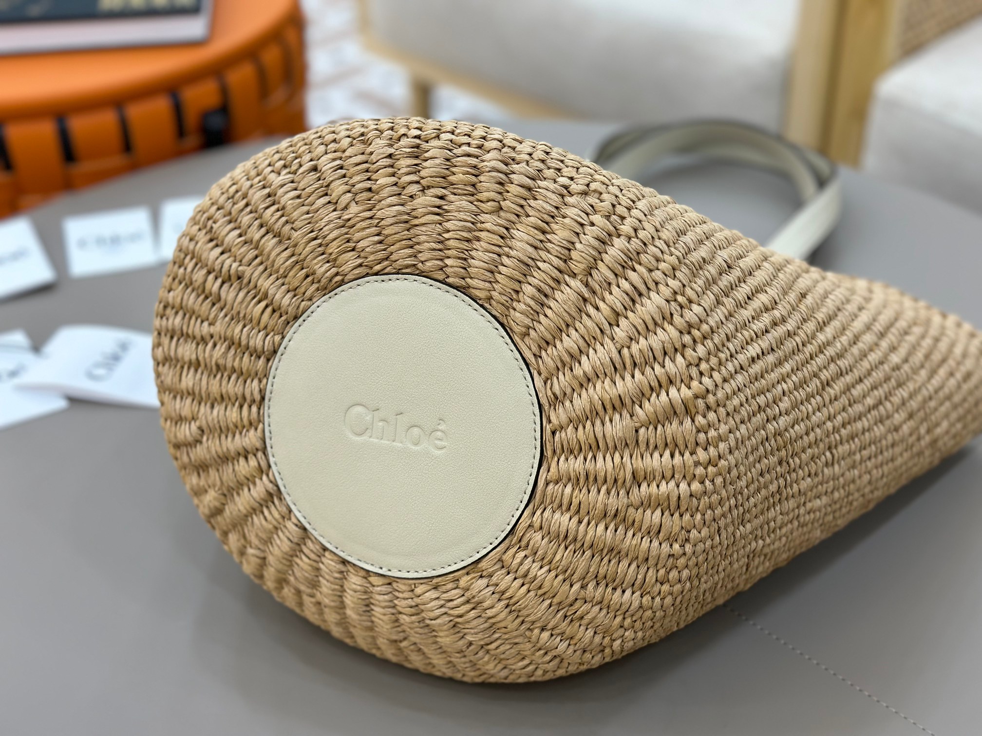 Chloé Horse Medal Basket In Natural Fibers-46*27*30CM