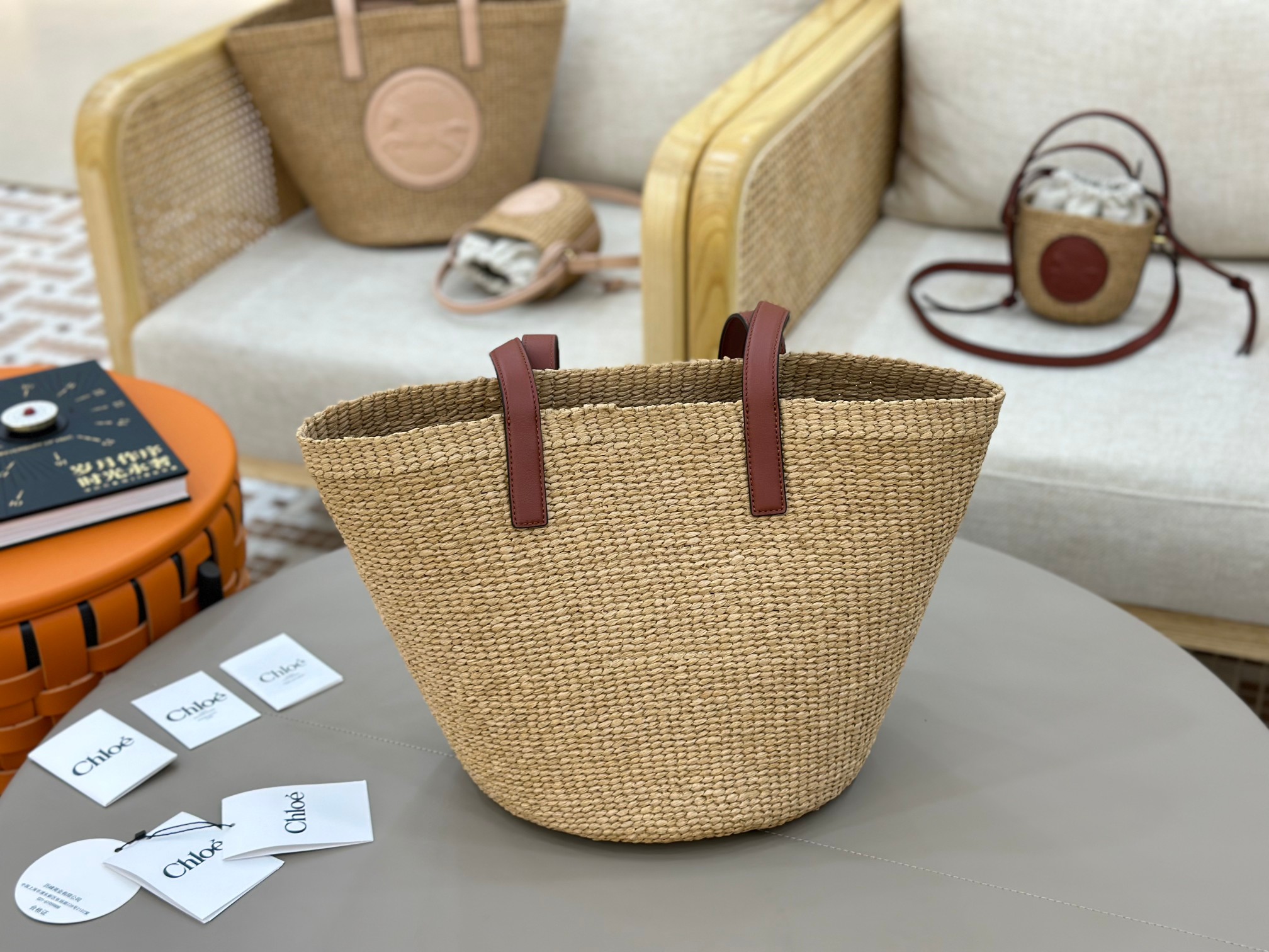Chloé Horse Medal Basket In Natural Fibers-46*27*30CM