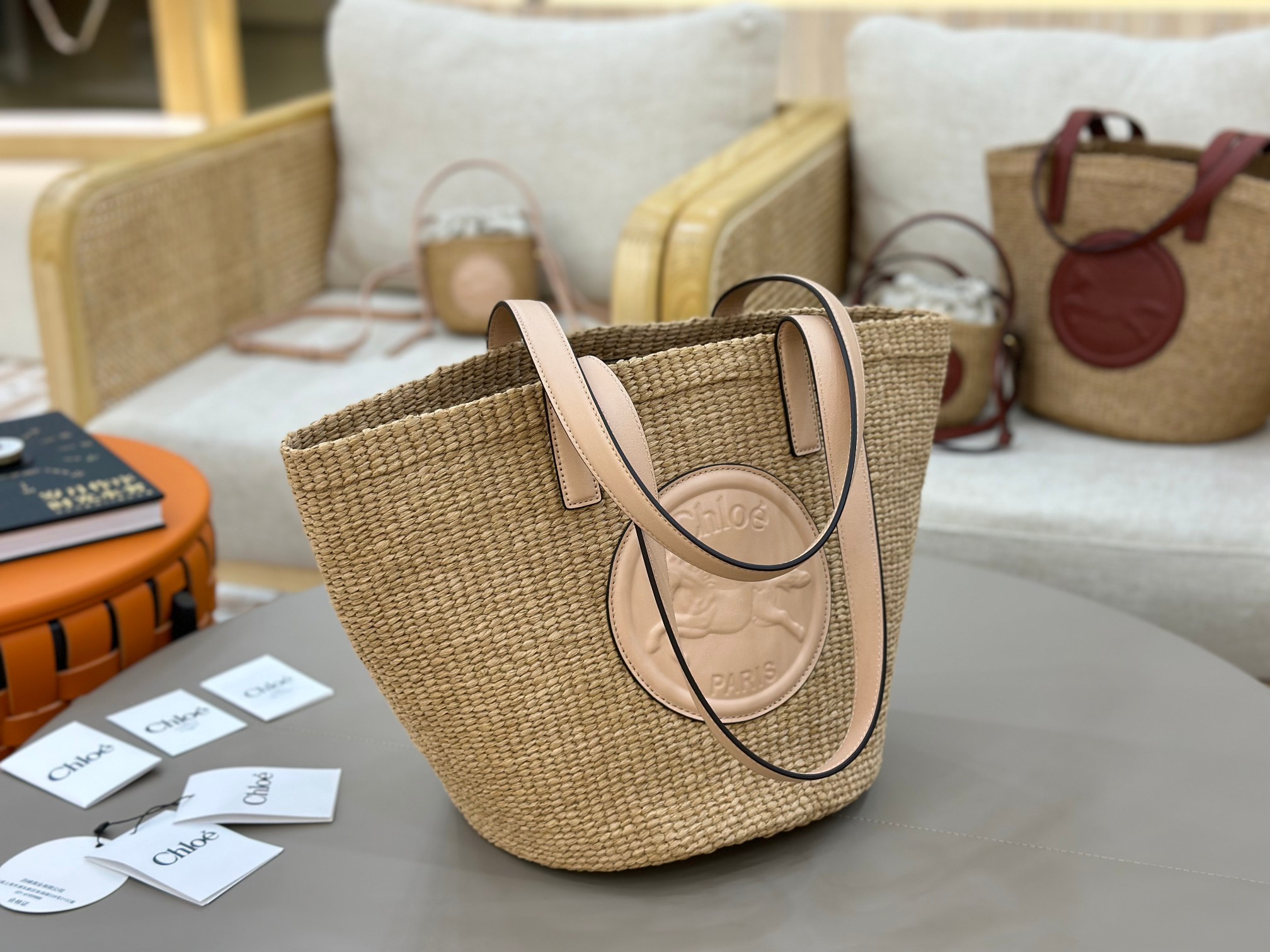 Chloé Horse Medal Basket In Natural Fibers-46*27*30CM
