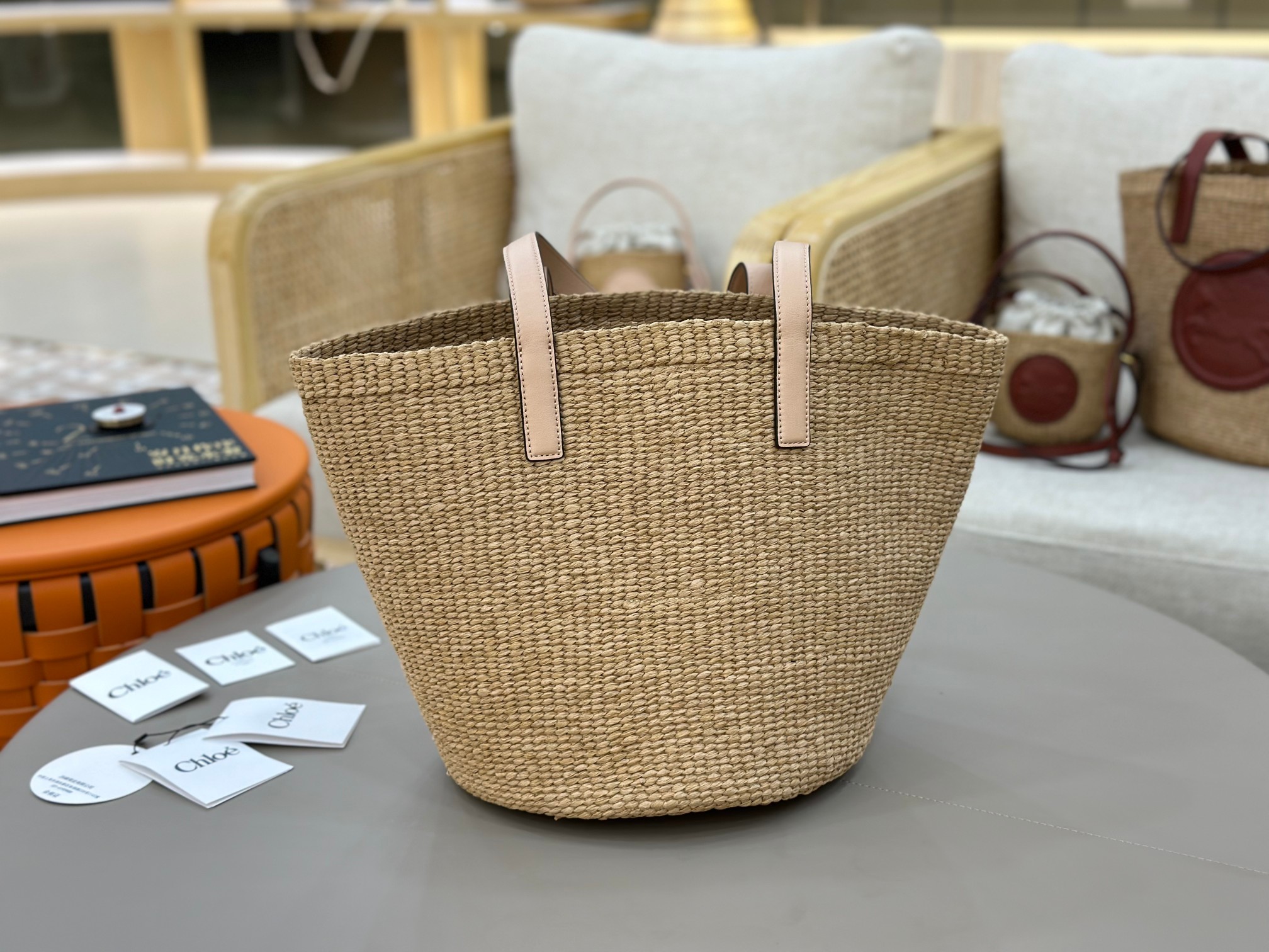 Chloé Horse Medal Basket In Natural Fibers-46*27*30CM