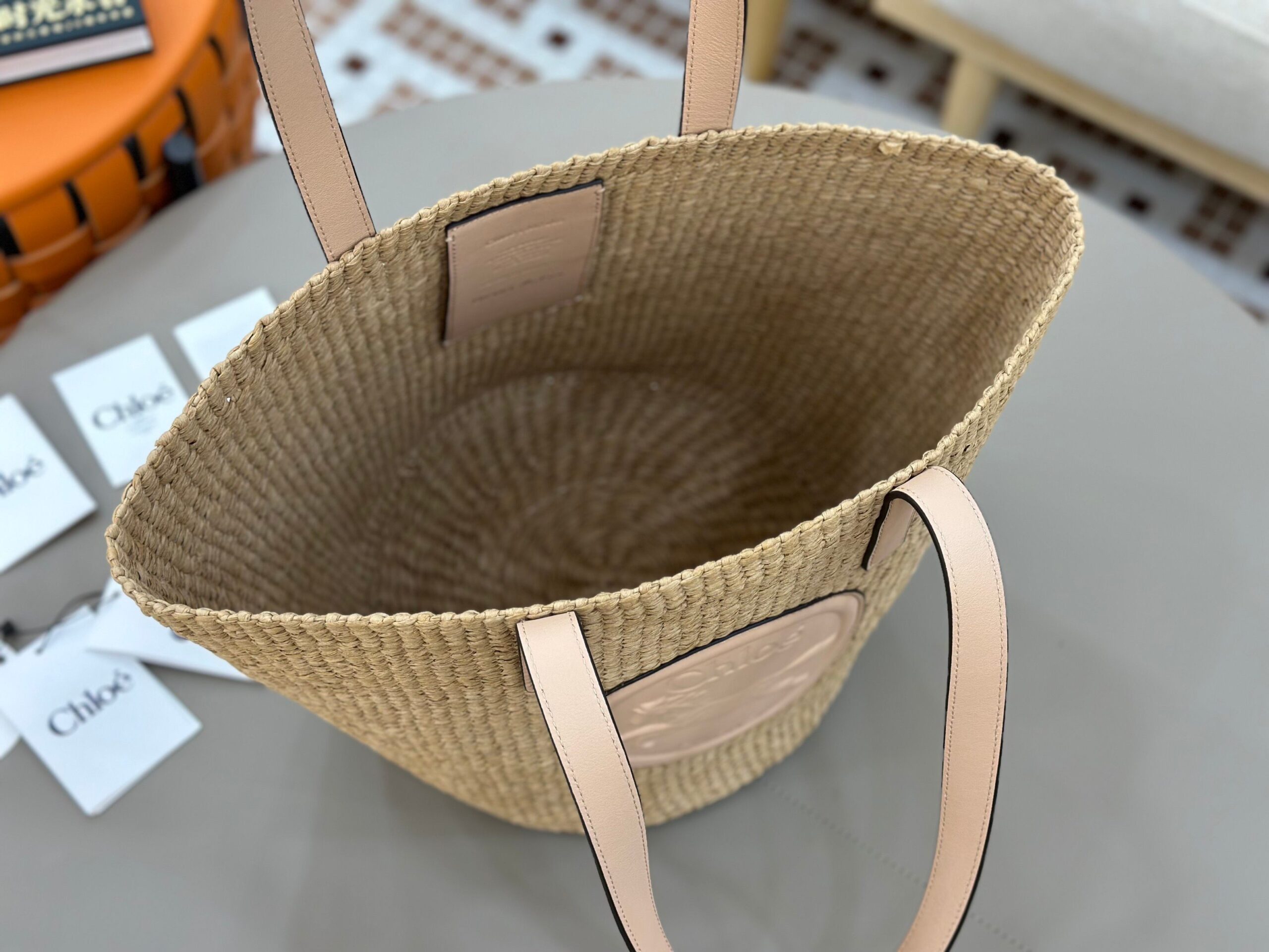 Chloé Horse Medal Basket In Natural Fibers-46*27*30CM