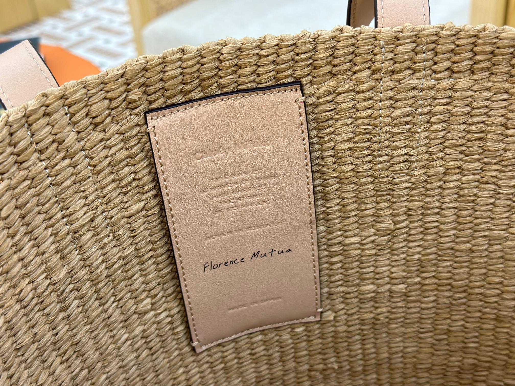Chloé Horse Medal Basket In Natural Fibers-46*27*30CM